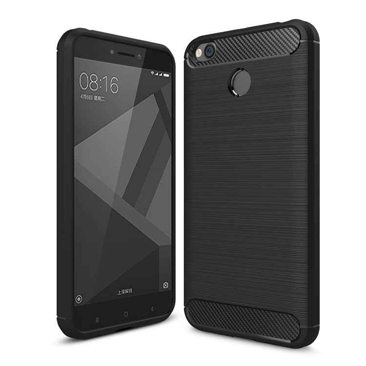 For Xiaomi  Redmi 4X  Brushed Carbon Fiber Texture Shockproof TPU Protective Cover Case