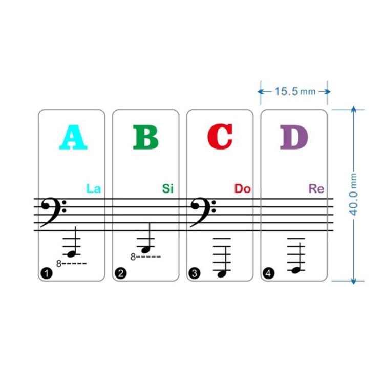 2 PCS 88 / 61 / 54 / 49 Keys Piano Electronic Organ Keyboard Hand Roll Piano Notation Musical Scale Transparent Sticker