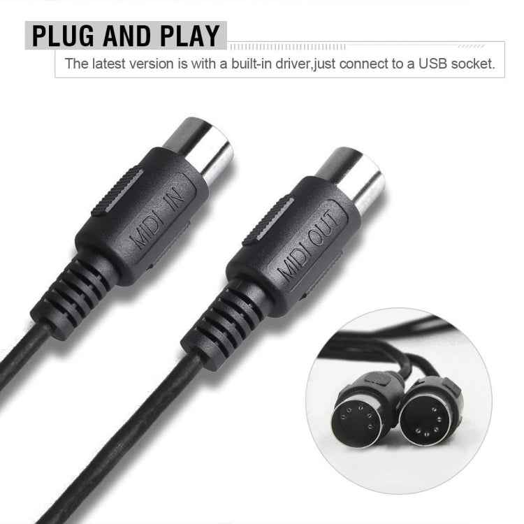 WERSI UM-18 USB MIDI Cable MidiPort Midi Cable Electric Piano Electronic Drum Music Editing Line, Length: 2m
