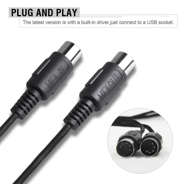 WERSI UM-18 USB MIDI Cable MidiPort Midi Cable Electric Piano Electronic Drum Music Editing Line, Length: 2m