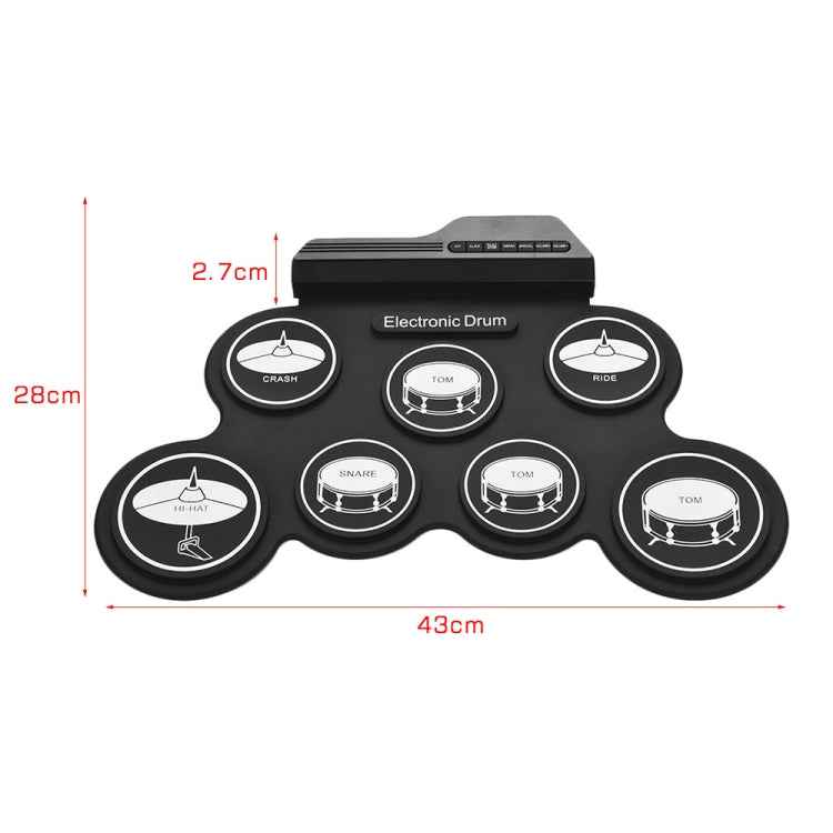 Portable Silicone Hand Roll USB Electronic Drum, Black Icon Version