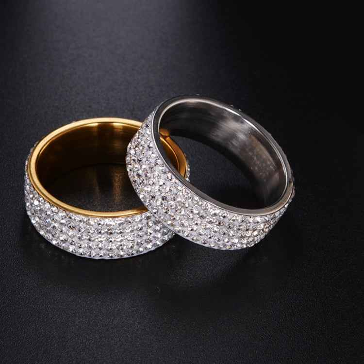 Stainless Steel Eternity Ring For Wedding Band Engagement Promise Crystal And Rhinestones Inlaid Circle Round, 57 mm, US Size:10, Inner Diameter: 20 mm, Perimeter: 62.8 mm