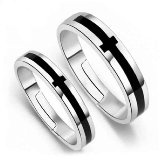 Black And White Cross Couple Rings