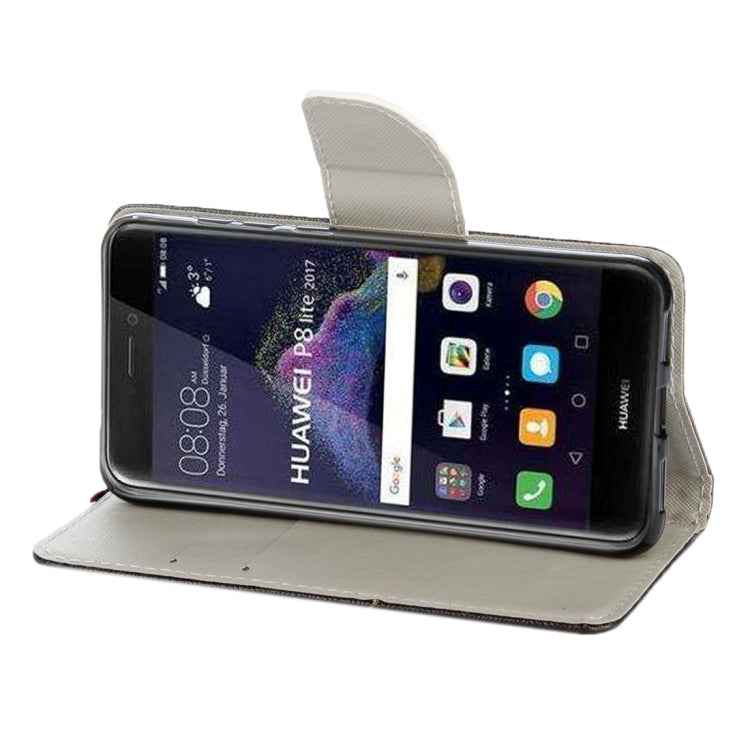 For Huawei  P8 Lite (2017) & Honor 8 Lite Green Tree in Bloom Pattern Horizontal Flip Leather Case with Holder & Card Slots & Wallet