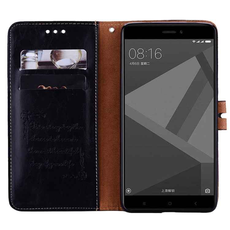 For Xiaomi Redmi Note 4X Business Style Oil Wax Texture Horizontal Flip Leather Case with Holder & Card Slots & Wallet