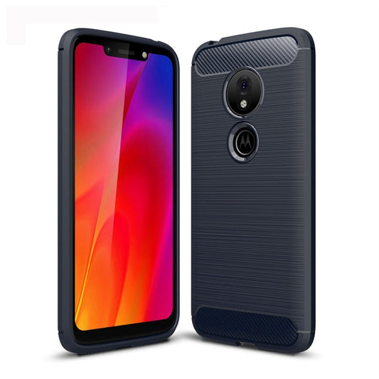 Funda de TPU de fibra de carbono con textura cepillada para Motorola Moto G7 Play (versión UE)