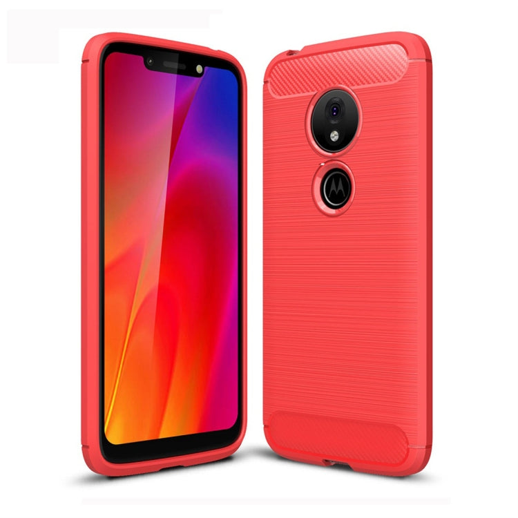 Coque en TPU à texture brossée et fibre de carbone pour Motorola Moto G7 Play (version européenne)