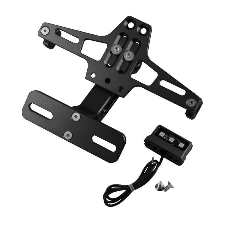 LPF013 Motorcycle Modification Accessories Universal Aircraft Shape Aluminum Alloy License Plate Bracket with LED Lights