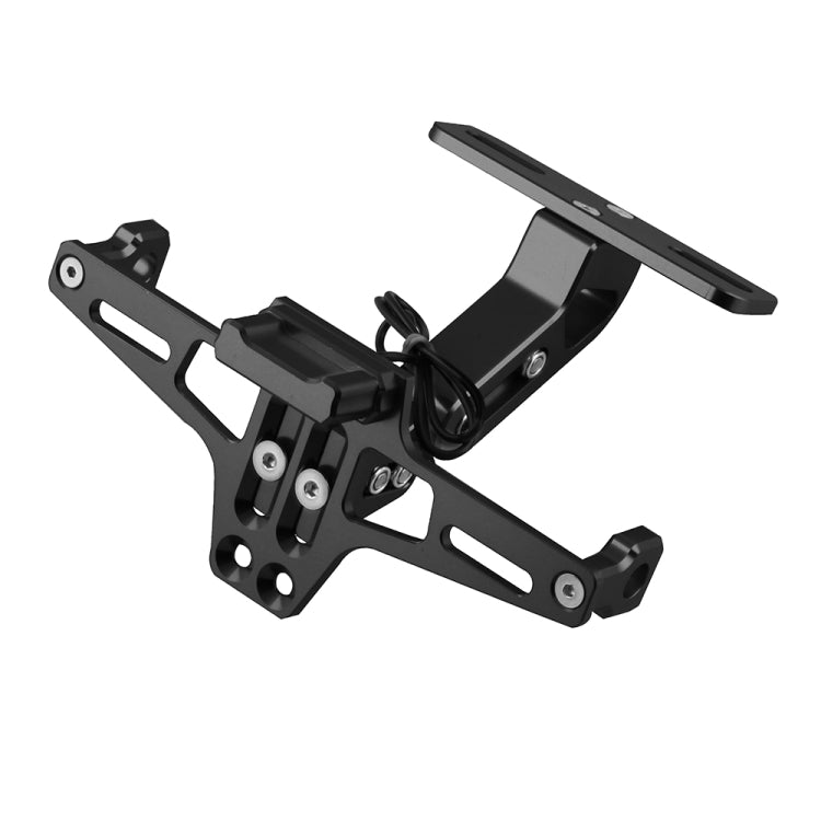 LPF013 Motorcycle Modification Accessories Universal Aircraft Shape Aluminum Alloy License Plate Bracket with LED Lights