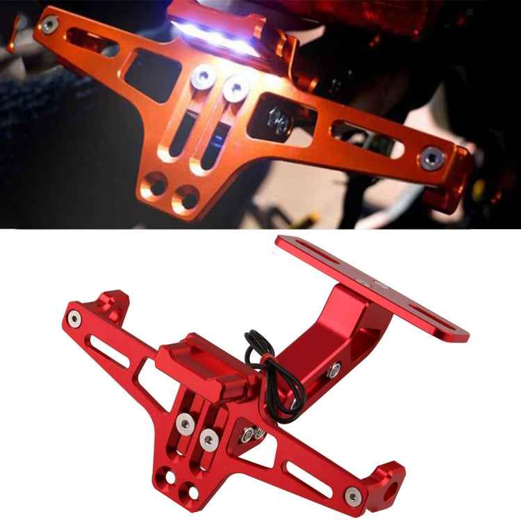 LPF013 Motorcycle Modification Accessories Universal Aircraft Shape Aluminum Alloy License Plate Bracket with LED Lights