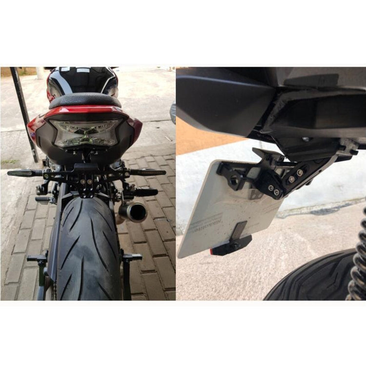 LPF013 Motorcycle Modification Accessories Universal Aircraft Shape Aluminum Alloy License Plate Bracket with LED Lights