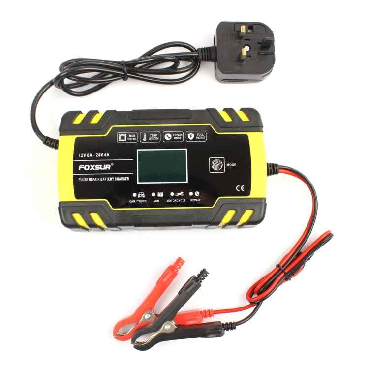 FOXSUR 12V-24V Car Motorcycle Truck Repair Battery Charger AGM Charger, EU Plug