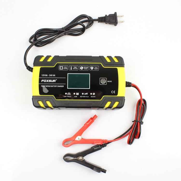 FOXSUR 12V-24V Car Motorcycle Truck Repair Battery Charger AGM Charger, EU Plug