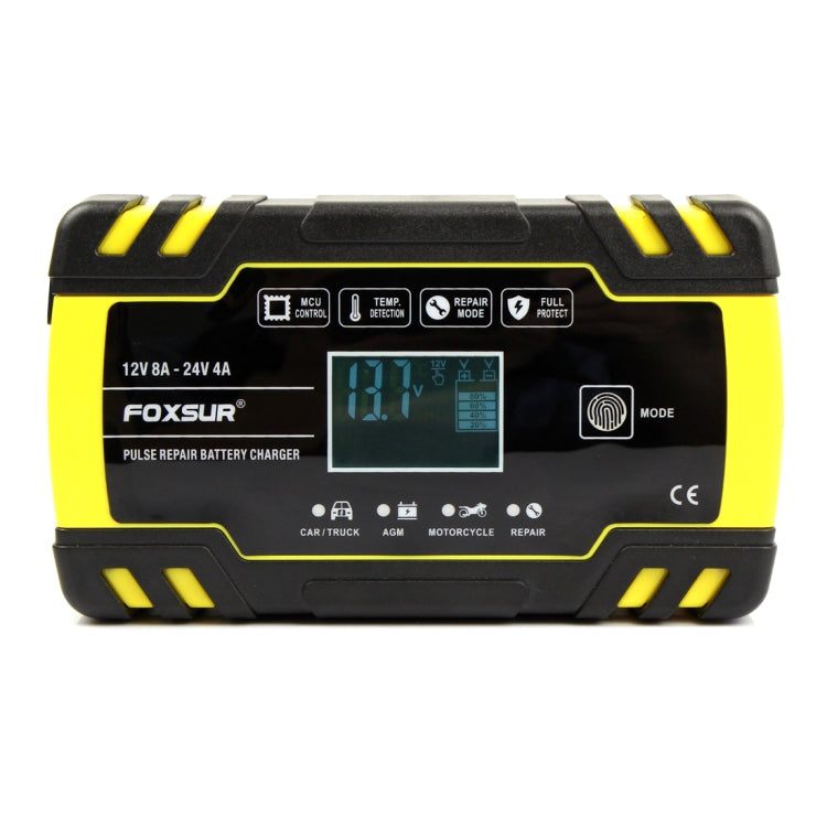FOXSUR 12V-24V Car Motorcycle Truck Repair Battery Charger AGM Charger, EU Plug, US Plug, EU Plug, UK Plug