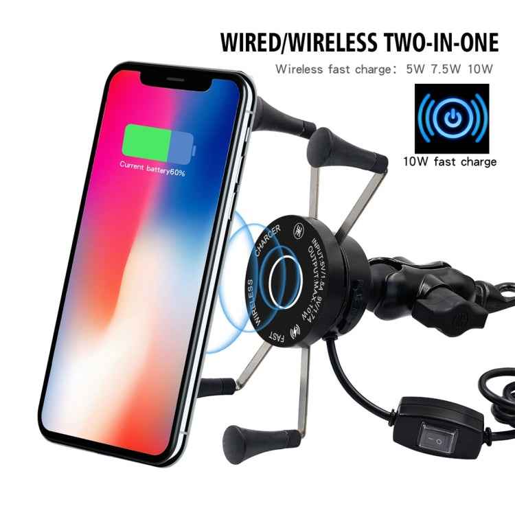 CS-878A1 Multi-function Motorcycle Wireless Wired Aluminum Alloy Mobile Phone Holder Charger