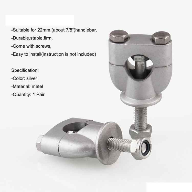 MB-MH027-S Universal Motorcycle Aluminum + Iron 22mm Single Hole Handlebar Fixed Bracket