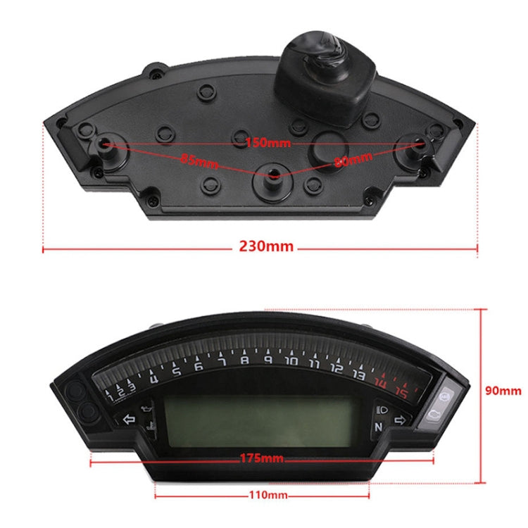 Speedpark Motorcycle LCD TFT Digital Speedometer 14000RPM 6 Gear Backlight Motorcycle Odometer for 1,2,4 Cylinders Meter, MLS062