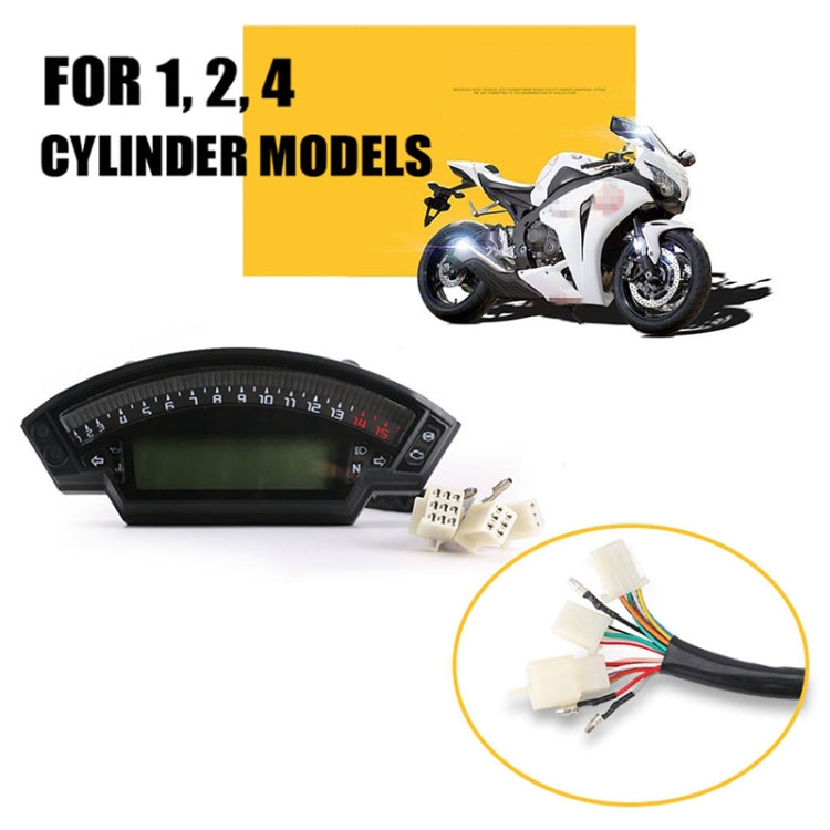 Speedpark Motorcycle LCD TFT Digital Speedometer 14000RPM 6 Gear Backlight Motorcycle Odometer for 1,2,4 Cylinders Meter, MLS062