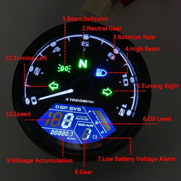 Universal Motorcycle Retro Modified Instrument Odometer LCD Instrument Assembly, Retro Instrument Odometer