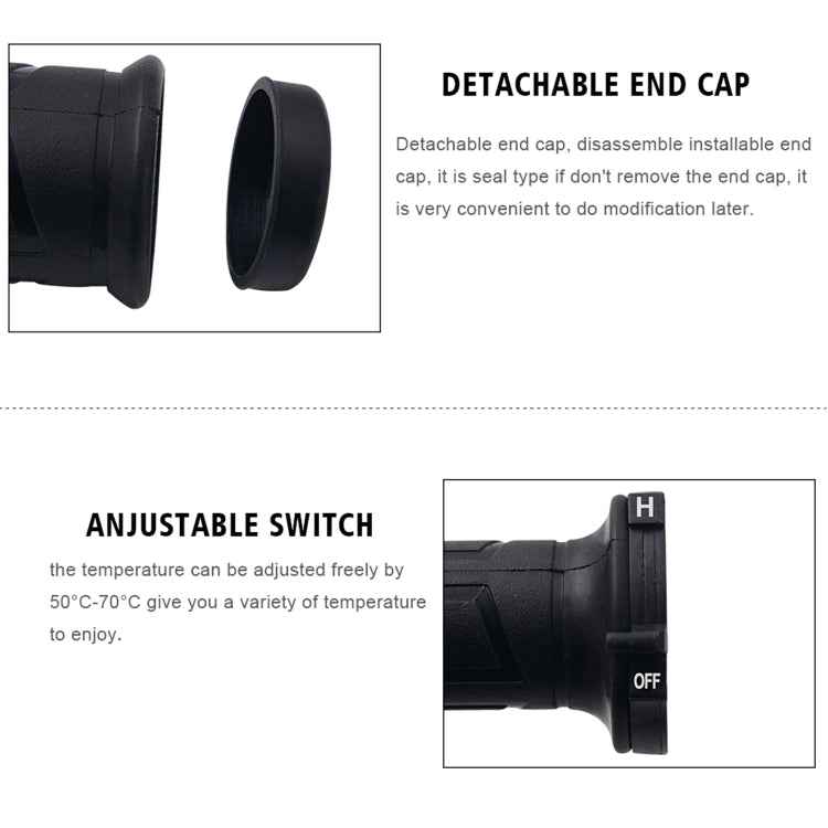 WUPP CS-095D1 Motorcycle Modified Adjustable Temperature Silicone Universal Electric Heating Hand Cover Heated Grip Handlebar