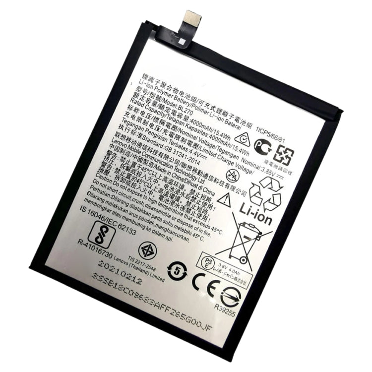 4000mAh BL270 for Lenovo K6 Note Li-Polymer Battery, For Lenovo K6 Note