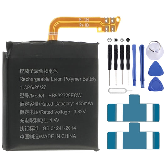455mAh HB532729ECW for Huawei Watch GT 2 46mm Li-Polymer Battery, For Huawei Watch GT 2 46mm