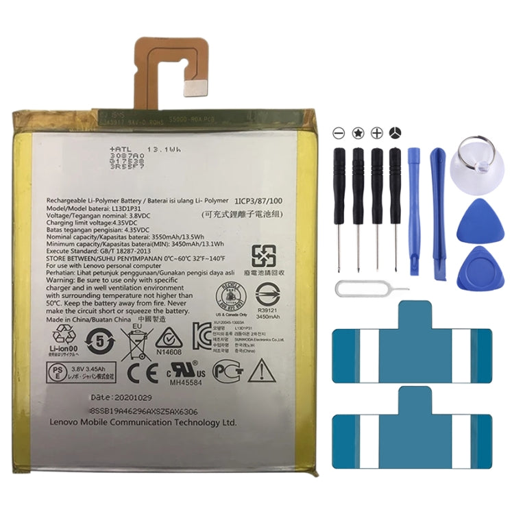 3550mAh L13D1P31 Li-Polymer Battery for Lenovo Pad A3500 S5000, For Lenovo Pad