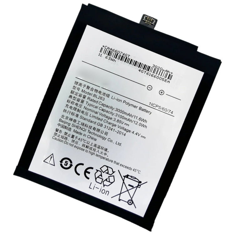 3100mAh BL263 for Lenovo ZUK Z2 Pro Li-Polymer Battery, For Lenovo ZUK Z2 Pro