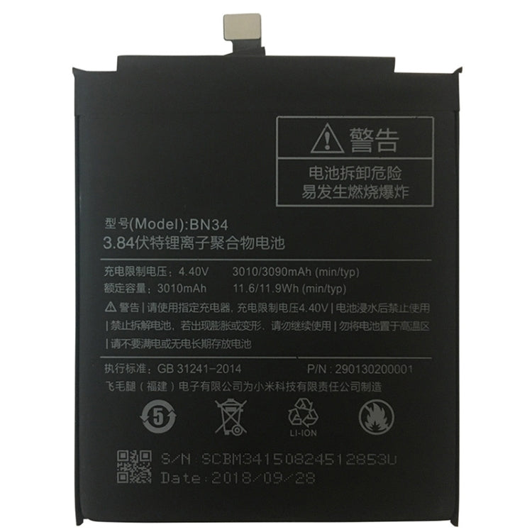BN34 3010mAh for Xiaomi Redmi 5A Li-Polymer Battery, For Xiaomi Redmi 5A