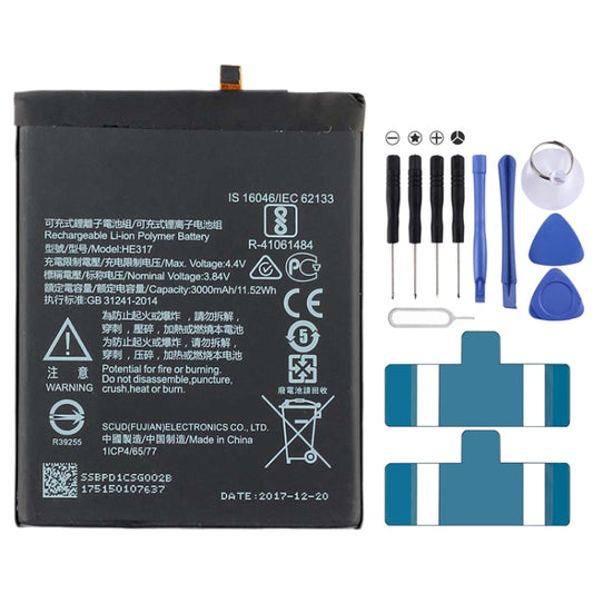 HE317 Li-ion Polymer Battery for Nokia 6 TA-1000 TA-1003 TA-1021 TA-1025 TA-1033 TA-1039, For Nokia 6 (HE317)