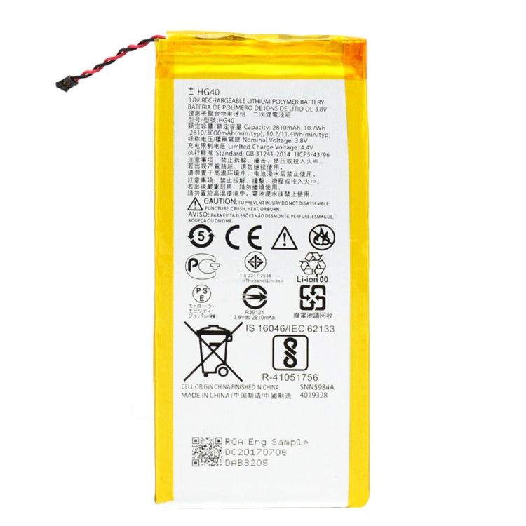 2810mAh Li-Polymer Battery HG40 for Motorola Moto G5 Plus / XT1685, For Moto G5 Plus