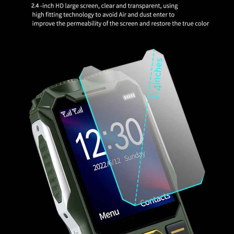 Waterproof Shockproof Dustproof, 16800mAh Battery, 2.4 inch, 21 Keys, Bluetooth, LED Flashlight, FM, SOS, Dual SIM, Network: 2G