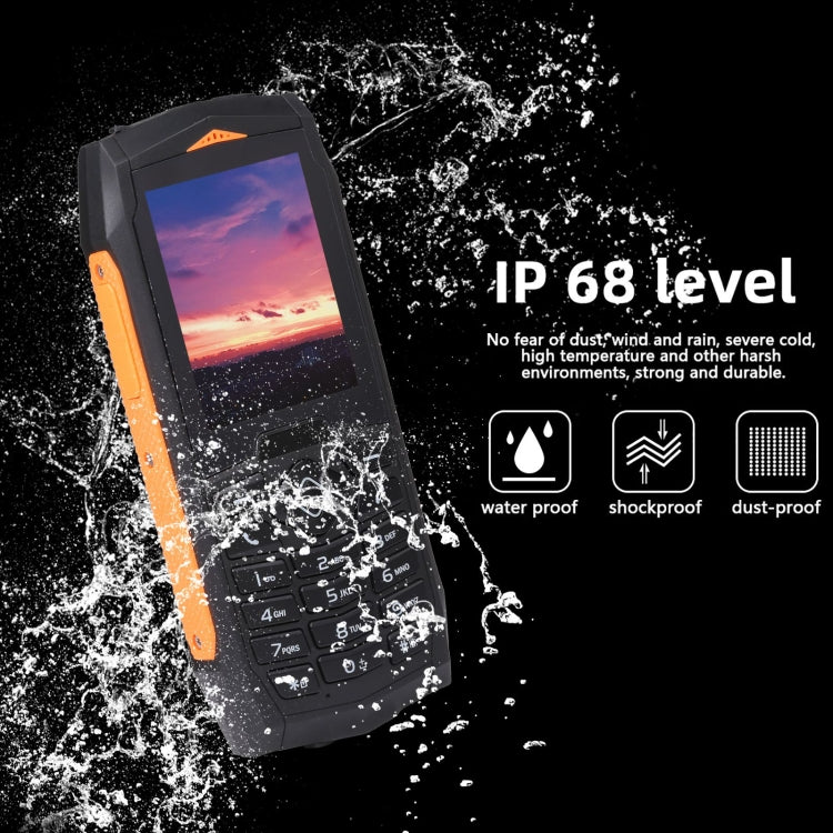 IP68 Waterproof Dustproof Shockproof, 2.4 inch, MTK6261D, 2000mAh Battery, SOS, FM, Dual SIM