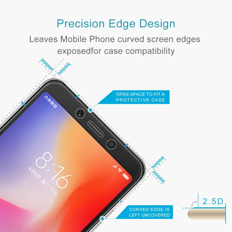 100 PCS 0.26mm 9H 2.5D Tempered Glass Film for Xiaomi Redmi 6