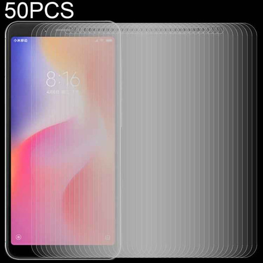 50 PCS 0.26mm 9H 2.5D Tempered Glass Film for Xiaomi Redmi 6A, No Retail Package