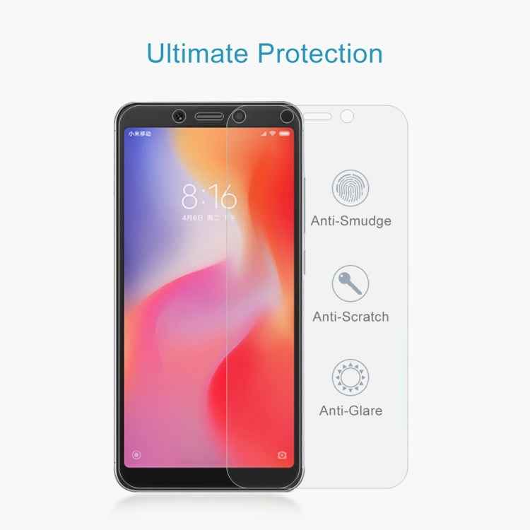 50 PCS 0.26mm 9H 2.5D Tempered Glass Film for Xiaomi Redmi 6A, No Retail Package