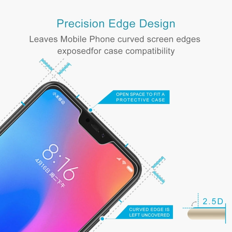 100 PCS 0.26mm 9H Surface Hardness 2.5D Curved Edge Tempered Glass Film for Xiaomi Redmi Note 6