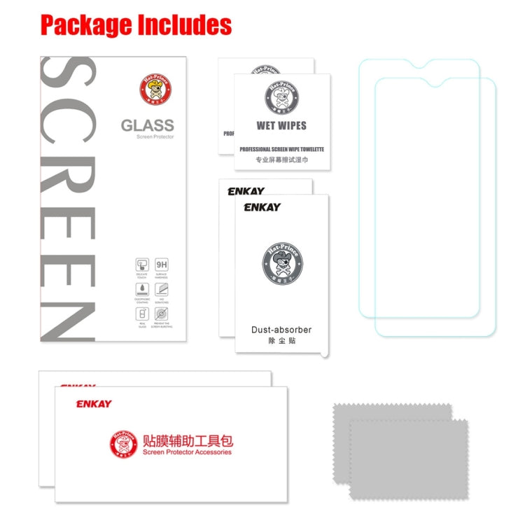 2 PCS ENKAY Hat-prince 0.26mm 9H  2.5D Curved Edge Tempered Glass Film for OnePlus 6T & 7, For OnePlus 6T & 7 (2 PCS)