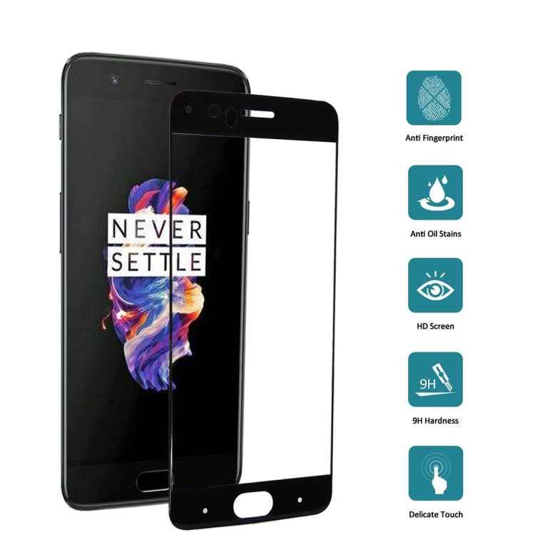 For OnePlus 5 0.3mm 9H Surface Hardness 3D Curved Silk-screen Full Screen Tempered Glass Screen Protector