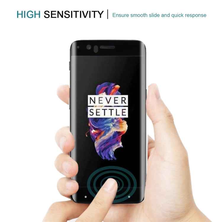 For OnePlus 5 0.3mm 9H Surface Hardness 3D Curved Silk-screen Full Screen Tempered Glass Screen Protector