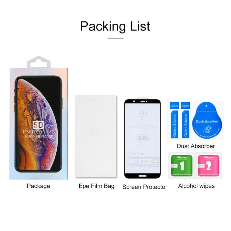 9H 5D Full Glue Full Screen Tempered Glass Film for Huawei Enjoy 7S / P Smart, For Huawei Enjoy 7S