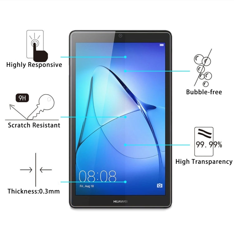 2 PCS for  HUAWEI MediaPad T3 7.0 inch 0.3mm 9H Surface Hardness Full Screen Tempered Glass Screen Protector, For MediaPad T3 7.0 inch