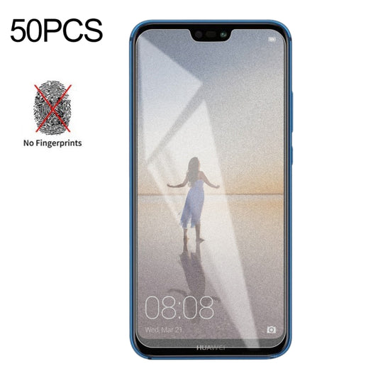 50 PCS Non-Full Matte Frosted Tempered Glass Film for Huawei P20 Lite, No Retail Package, For Huawei P20 Lite (50 PCS)
