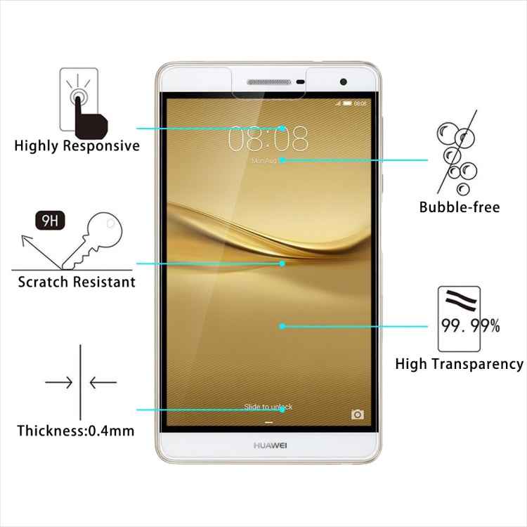2 PCS 7 inch Universal 0.4mm 9H Surface Hardness Tempered Glass Screen Protector