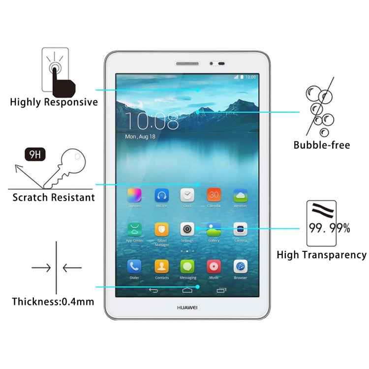 2 PCS for Huawei MediaPad T2 8.0 Pro 0.4mm 9H Surface Hardness Full Screen Tempered Glass Screen Protector