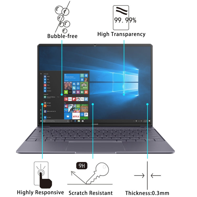 For Huawei MateBook X 0.3mm 9H Surface Hardness Tempered Glass Screen Protector