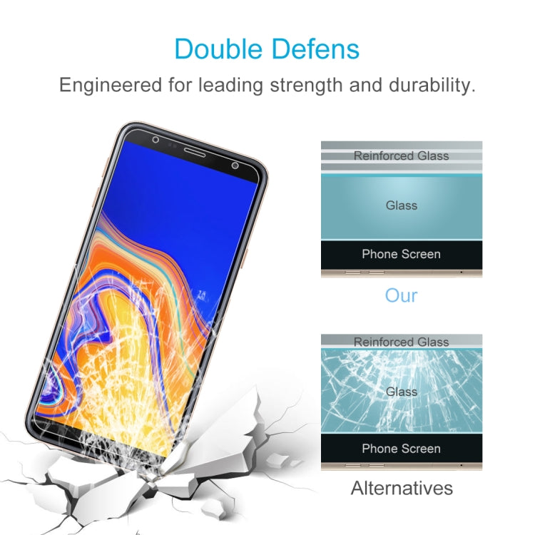 10 PCS 0.26mm 9H 2.5D Tempered Glass Film for Galaxy J4+, For Galaxy J4+