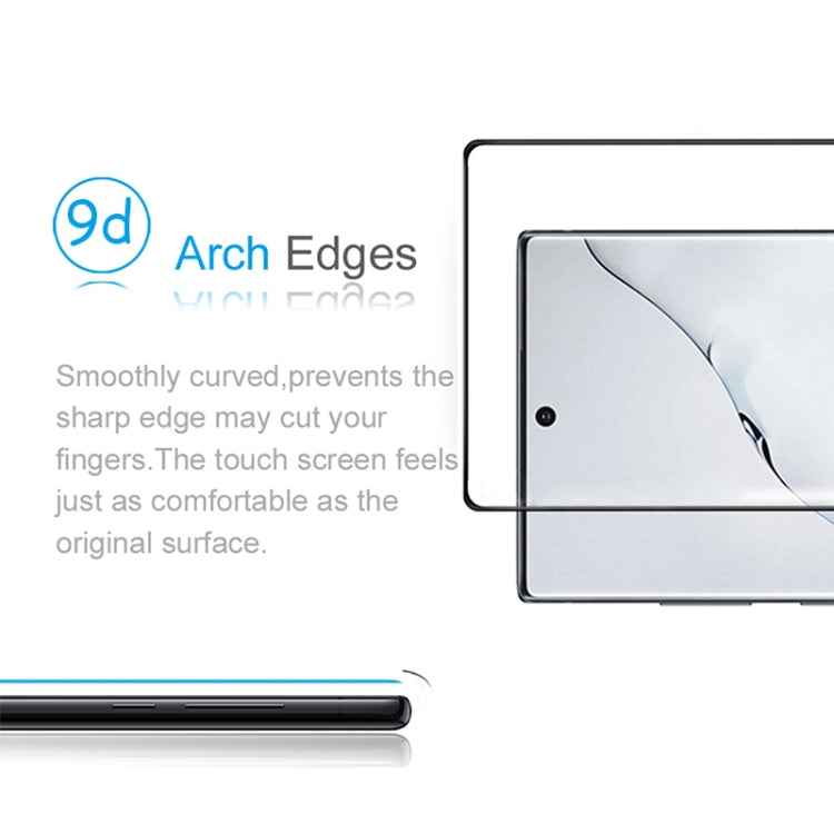 For Galaxy Note 10+  0.3mm 9H Surface Hardness 3D Curved Edge Glue Curved Full Screen Tempered Glass Film, Fingerprint Unlock Is Supported