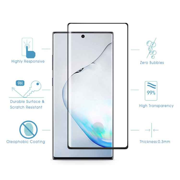 For Galaxy Note 10  Full Glue 3D Curved Edge Tempered Glass Film, Fingerprint Unlock Is Supported
