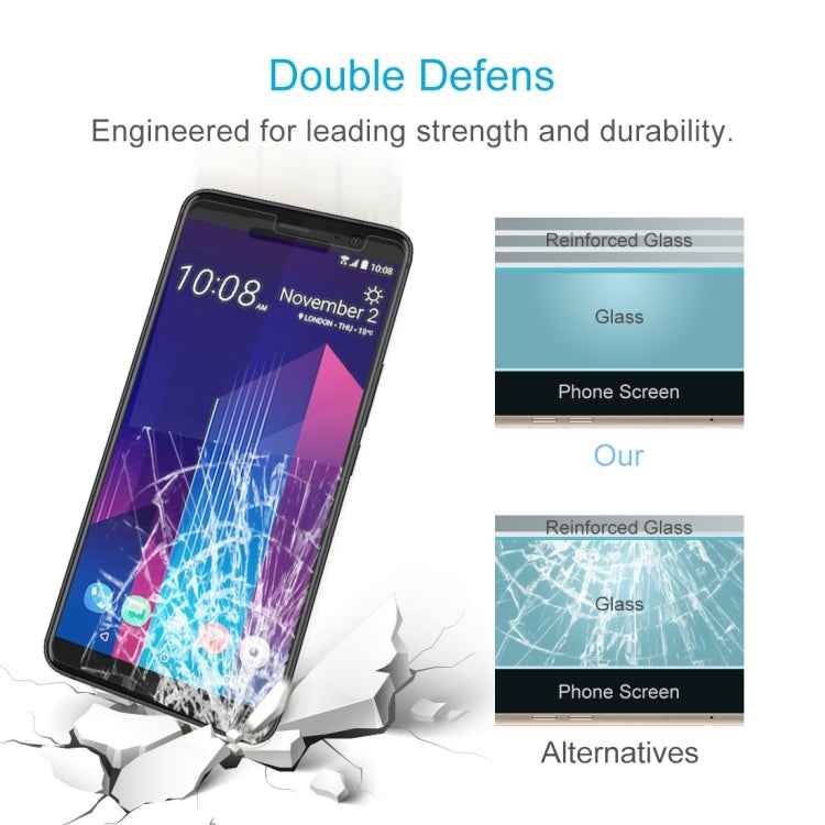 For HTC U11+ 0.26mm 9H Surface Hardness 2.5D Curved Edge Tempered Glass Screen Protector